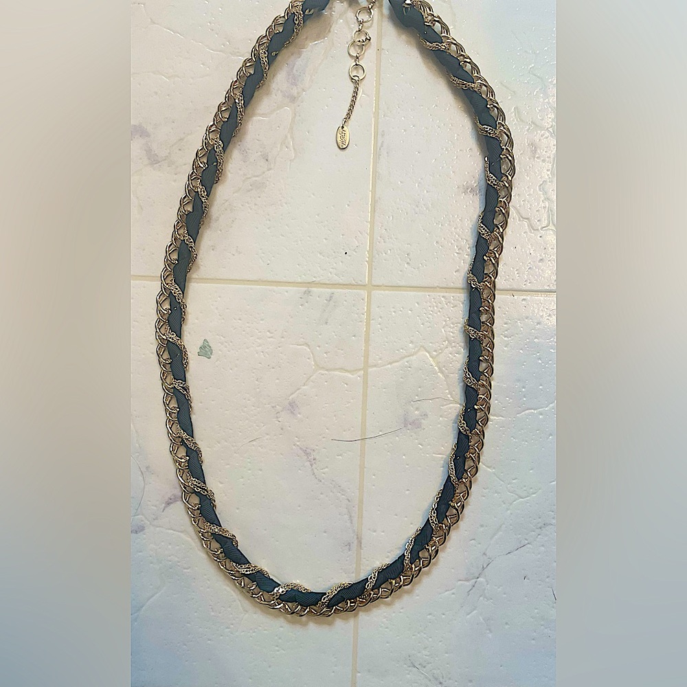 Large adjustable-length gold and black necklace